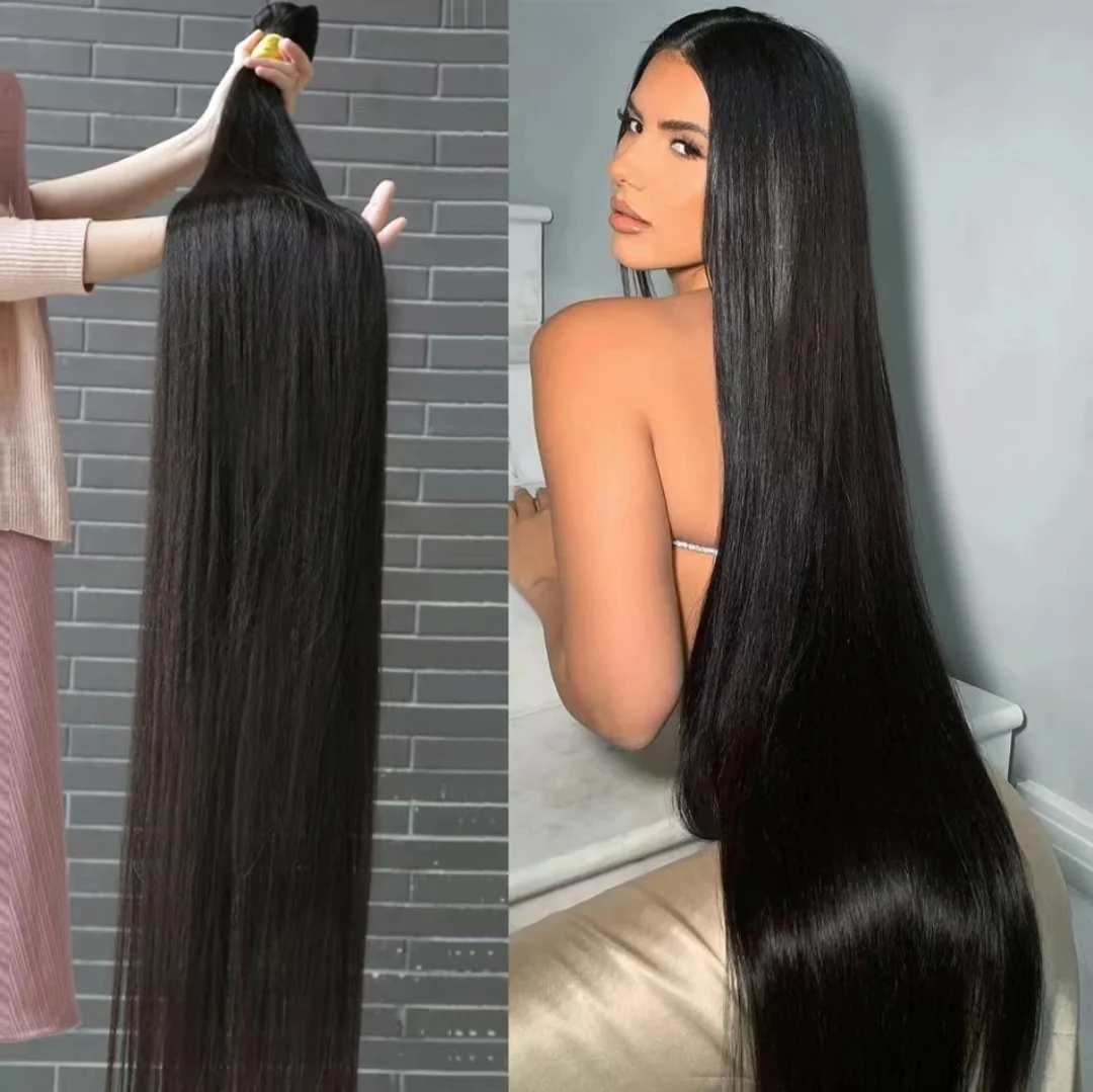 As extensões retas peruanas do cabelo humano, pacotes do Weave de Remy, cor natural, 40 ", 50"