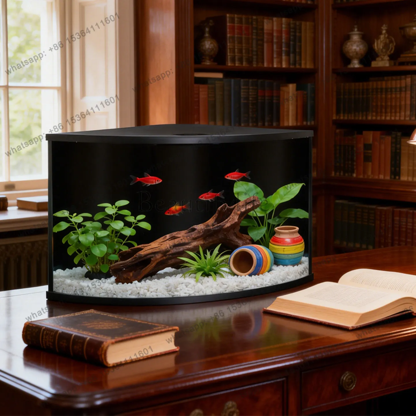 Small living room new acrylic filter oxygen production all-in-one machine landscaping triangular goldfish desktop tank