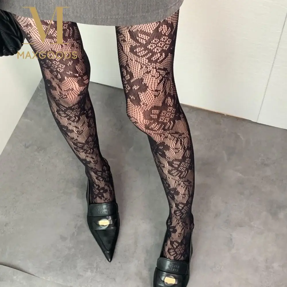 

Fashion Thin Floral Lace Tights Breathable High Elastic Hollow Out Pantyhose Sexy Fishnet Stockings Women