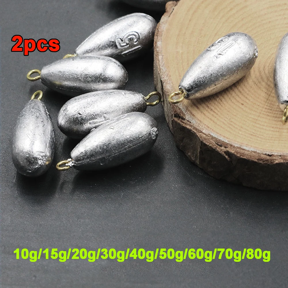 

2pcs Water Droplets Quick Sinking Solid Sinking Bait Angling Gear Fishing Accessories Lead Weights Lead Sinker Fishing Sinkers