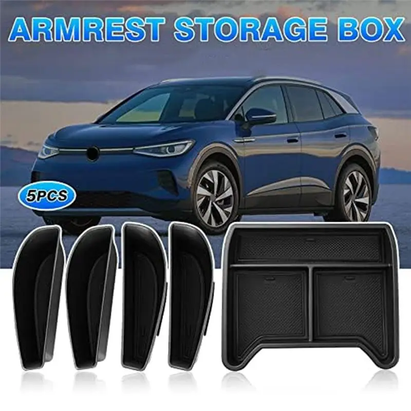 A21E-For Id.4 VW Id4 2021-2023 صندوق تخزين وحدة التحكم المركزية وحدة التحكم المركزية أسفل إدراج صينية صندوق تخزين جانبي للباب #4