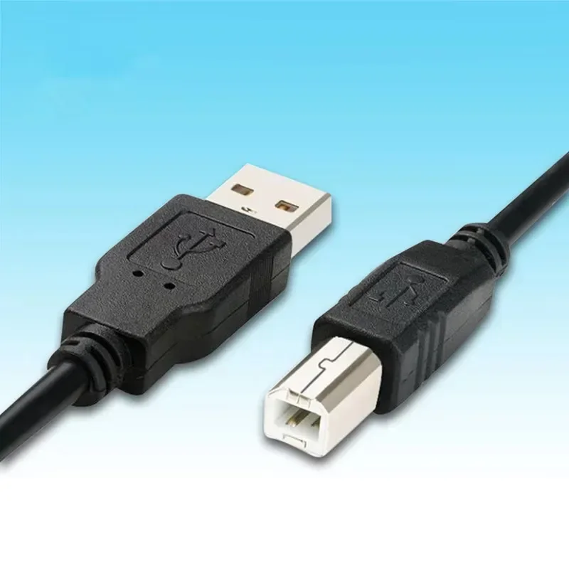 1m/1.5m Printer Data Cables Pure Copper Core Black Date Cables USB A OTG Micro-USB Connector Printer Accessories