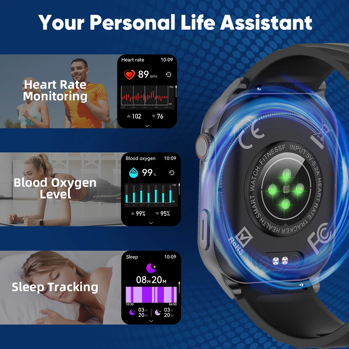 2026 New For Men Smart Watch Women 2.01inch Heart Rate Health Monitoring Bluetooth Call Waterproof Sport Watch Smartwatch Man