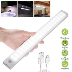 Lámpara LED con Sensor de movimiento PIR, luz nocturna regulable, recargable, para escaleras, armario, habitación, pasillo, tubo, barra, Bombilla detectora