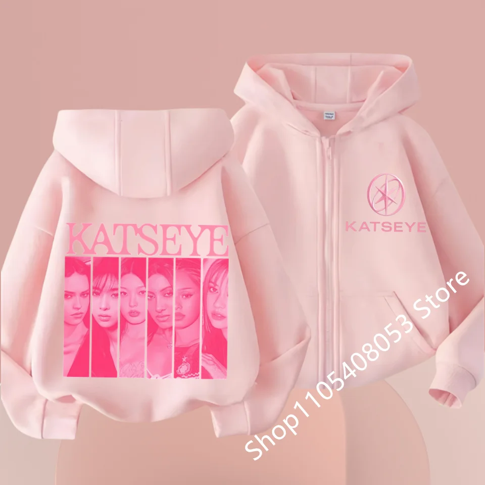 2026 New Toddler Girl Clothes Katseye Zipper Hoodie Boys Fashion Casual Sweatshirt Kids KATSEYE Zip UP Hooded Tops