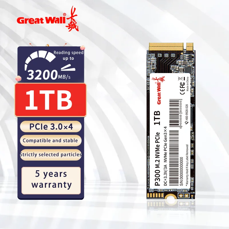 GREAT WALL M2 SSD NVMe 128GB 256GB 512GB 1TB 2TB SSD M.2 2280 PCIe 3.0 TLC SSD Internal Solid State Disk for Laptop Desktop PC