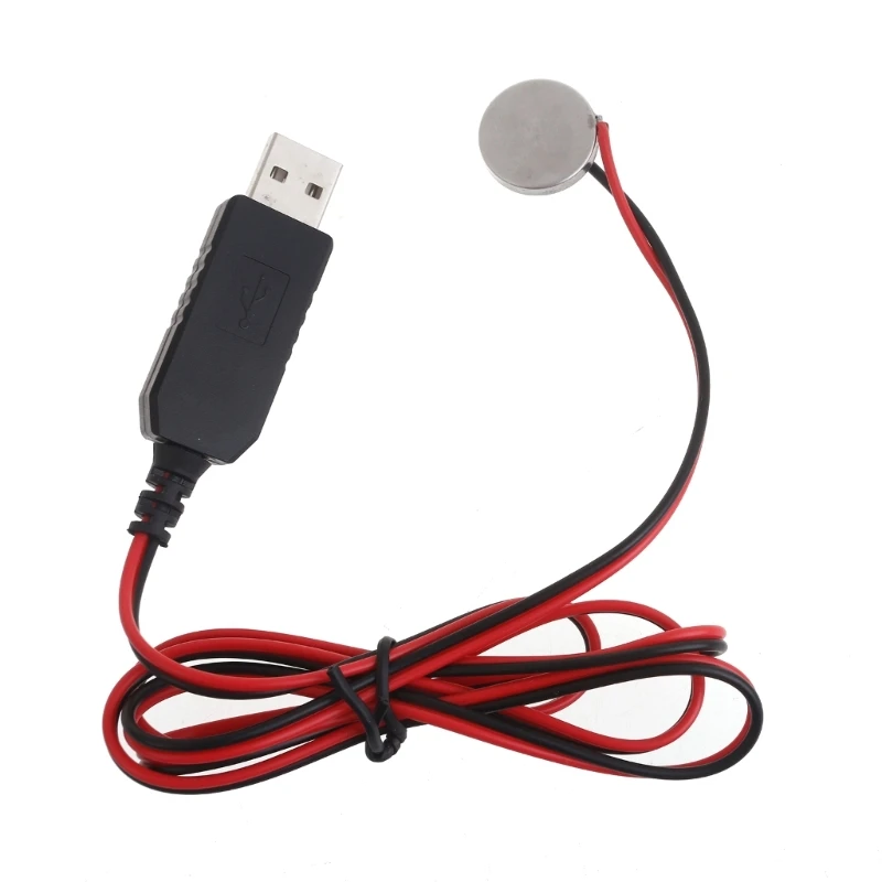 Cable cargador USB a CR2032, fuente alimentación confiable para reloj, coche juguete, control remoto H7EC
