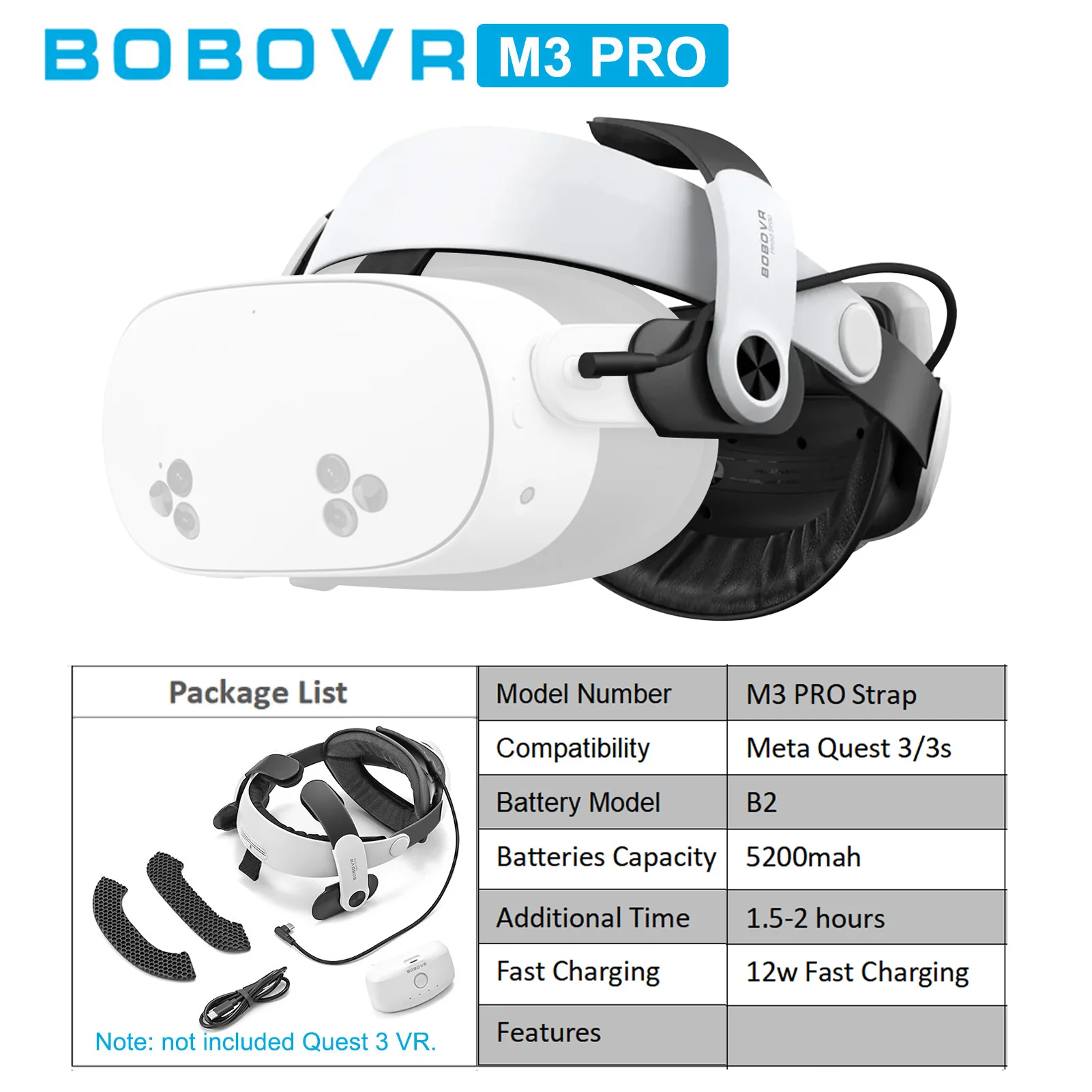 BOBOVR ヘッドストラップは、Meta Quest 3/Quest3S BOBOVR S3 Pro