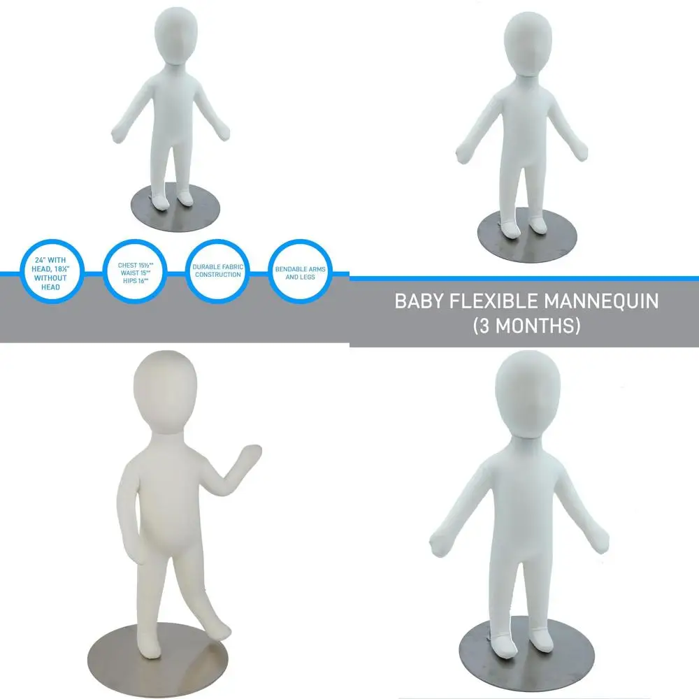 

Infant Flexible Mannequin, 24 Tall with Base, 18½ Without, Poseable for Display