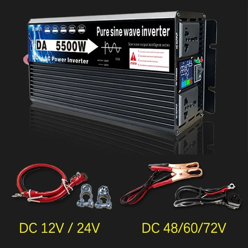 5500W 4500W 3500W Off Grid Solar Inverter Pure Sine Wave Voltage Converter Digital Display Car Power Inverter 2 Universal Socket