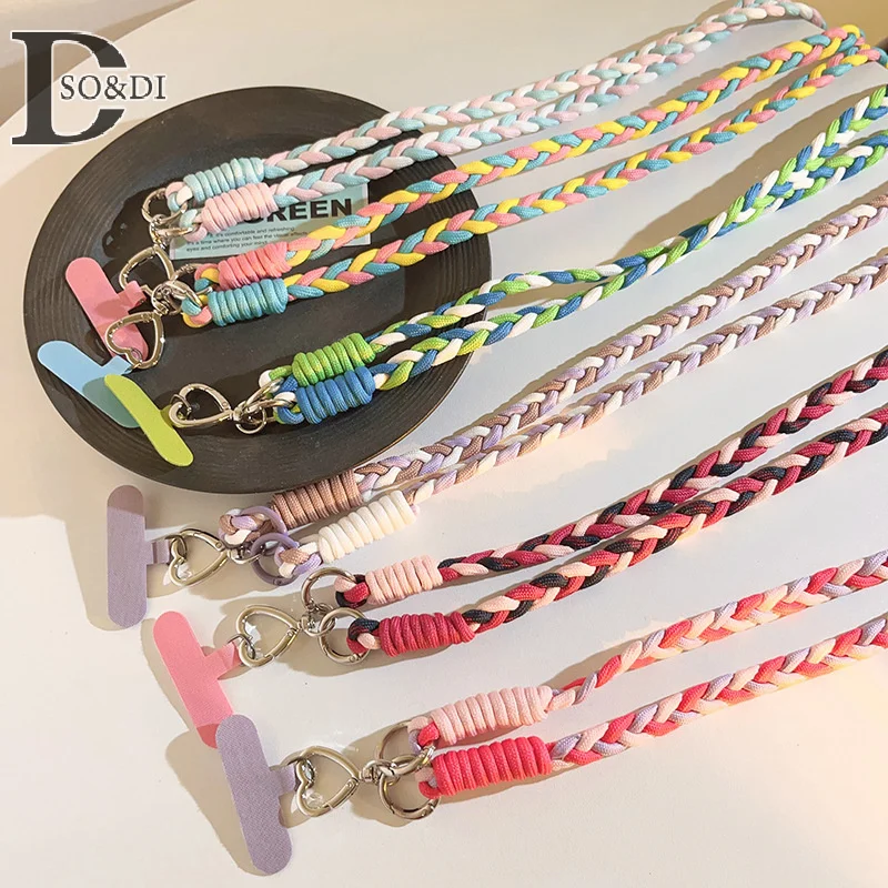 Colorido Crossbody Long Phone Strap Corda Cadeia, Universal Keyring Keychain, saco pingente, iPhone, Huawei, Xiaomi