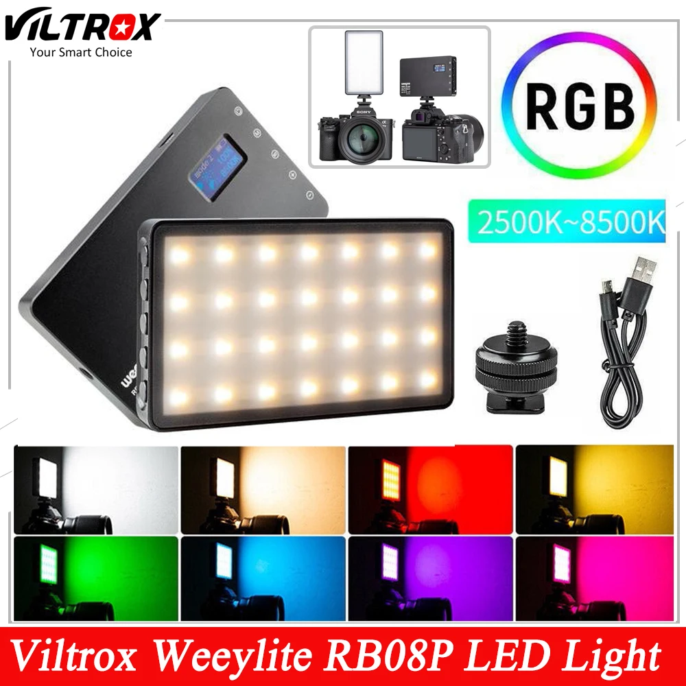 VILTROX Weeylife RB08P RGB 2500K-8500K Mini Video LED Light Portable Fill Light Built-in Battery for Phone Camera Shooting