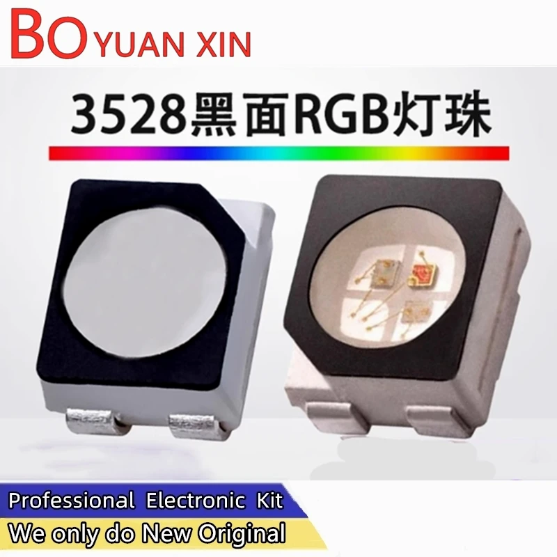 3528 Full Color Foggy Common Anode Black PCB RGB 4-Pin 0.2W Red Blue Green Three-Core High Brightness LED Light Emitting Diode