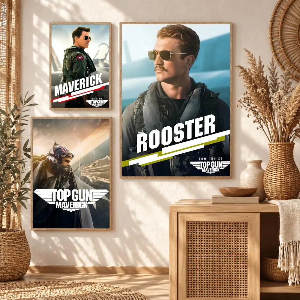 T-Top Gun Maverick Poster Wall Stickers Self Adhesive Art Decals for Bedroom Living Room Home Decor Print Mural HD Gift