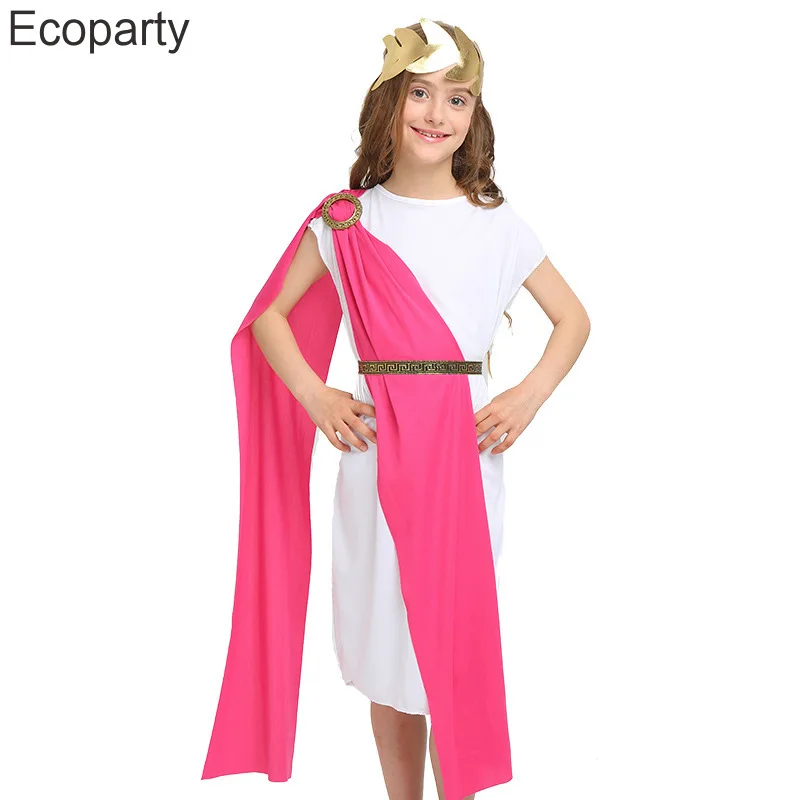 Kinderen Oude Griekse Godin Cosplay Kostuum Gewaad Jongen Meisjes Athena Roman Grecian Toga Kids Halloween Carnaval Feestkleding