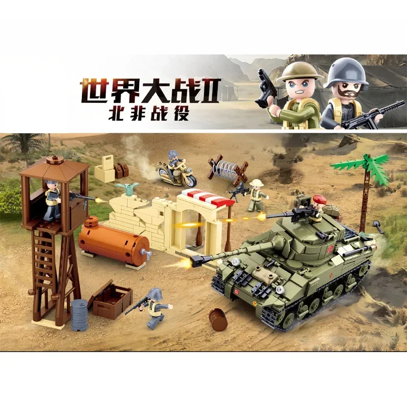 790pcs World War II North Africa Military Pazer Tank Model Kit Classic MOC Building Blocks WW2 Army Figures Bricks Toys For Boys