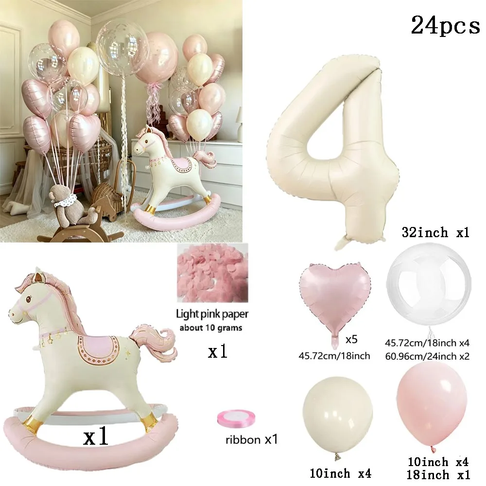 1 Set Rosa Trojanisches Pferd Ballon Schmetterling Schüttelpferd Folienballon Rosa Herzballon für Geburtstagsfeier, Babyparty, Dekoration, Geschenke – Detail 9
