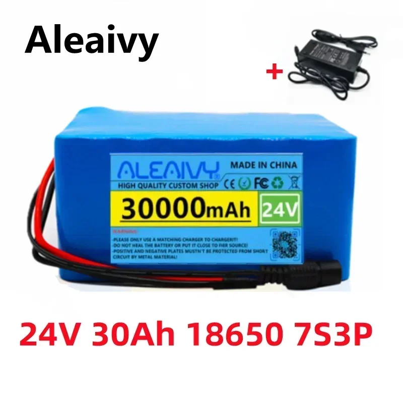 24v Lithium Battery 30Ah 7S3P 18650 Litium Ion Battery Pack 29.4V 30000mAh Electric Scooter Moped Electric Boat + 2A Charger