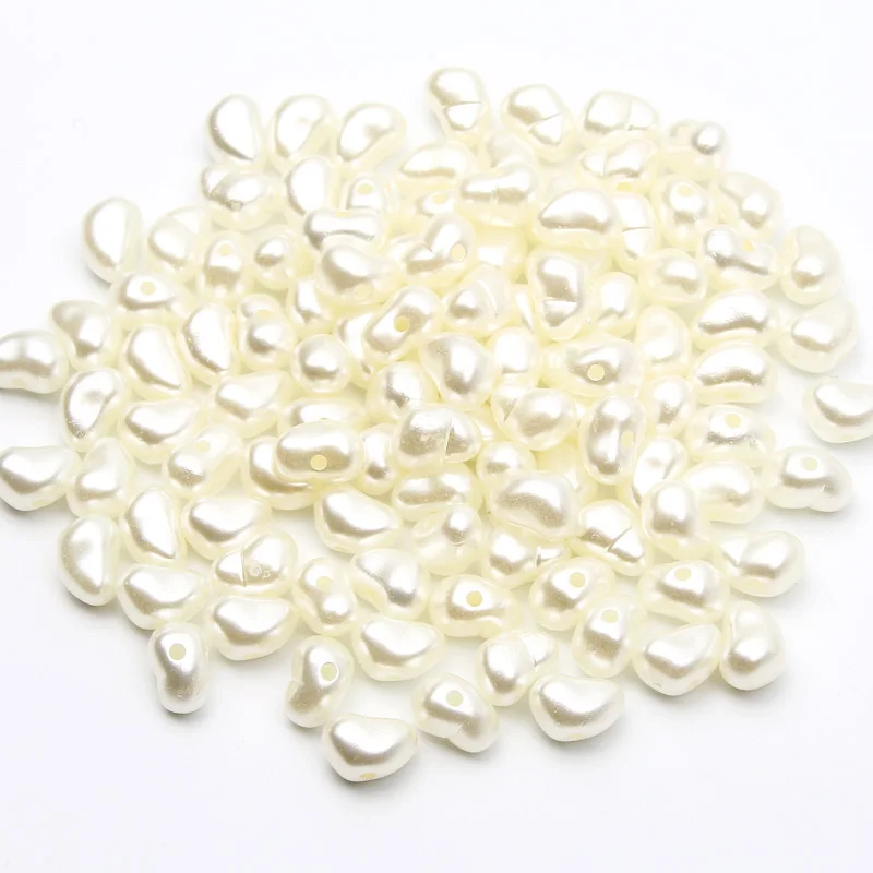 100pcs 7x10mm Irregular Beige Acrylic Charms Pearl Beads Imitation Pearls Loose Beads For Jewelry Making Diy Bracelet Necklace