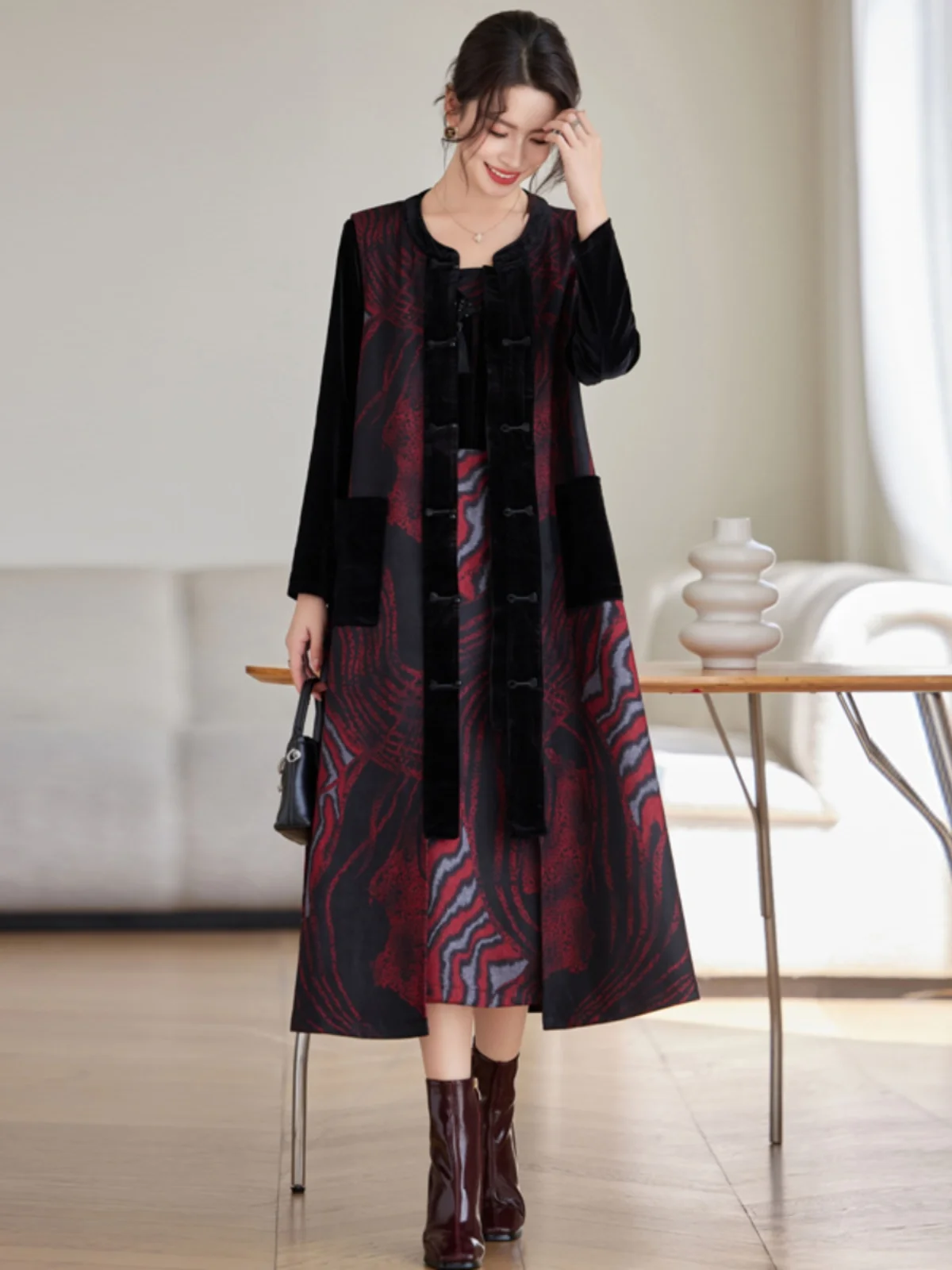 

Wedding Dr Two-Piece Set Loose plus Size Women's Clothing Dring Mom's Materni Coat Cotton Polyester Spandex Blend