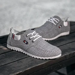 Men's Canvas Shoes Comfortable Vulcanized Shoes Outdoor Casual Flat Shoes 2023 New Lightweight Walking Shoe Zapatillas De Hombre