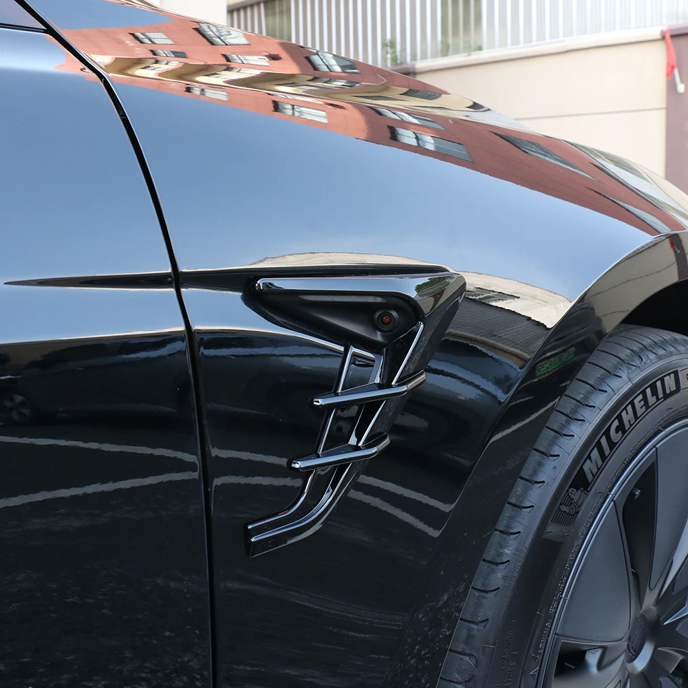 2 шт. крышка боковой камеры для Tesla New Model 3 Highland 2024 Leaf Board Защитный чехол для камеры Модификация автомобиля Автомобильные аксессуары