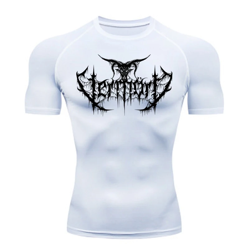 Herren Kurzes Lauf-T-Shirt Fitness-Sport-Kompressionsshirt Schnelltrocknend Atmungsaktiv Schwarz Fitness-Sportbekleidung Bodybuilding-Kleidung