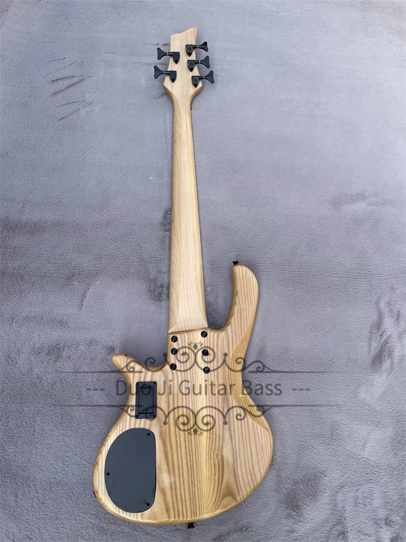 5 Strings Bass Guitar deOl Bass Maple Neck ASH Wood Body Brul Wood Top Black Bridge Active Battery Black Tuners