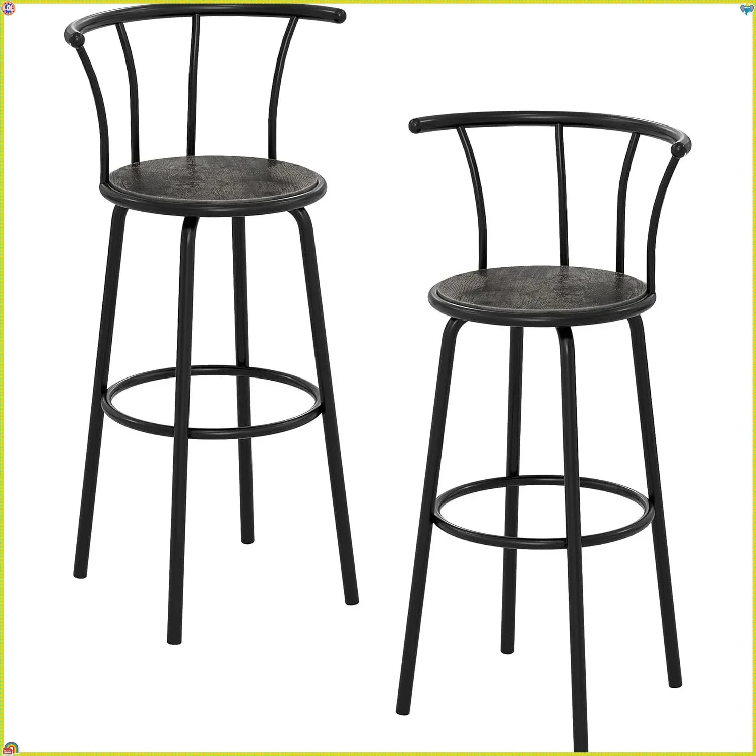 Juego de 2 taburetes de bar giratorios, taburetes modernos con altura de mostrador y respaldo para isla de cocina, comedor