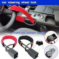 Universal Antitheft Device for Car Steering Wheel Lock with Seat Belt Buckles with 3 Keys Anti Theft for Truck SUV Van RV Safety
