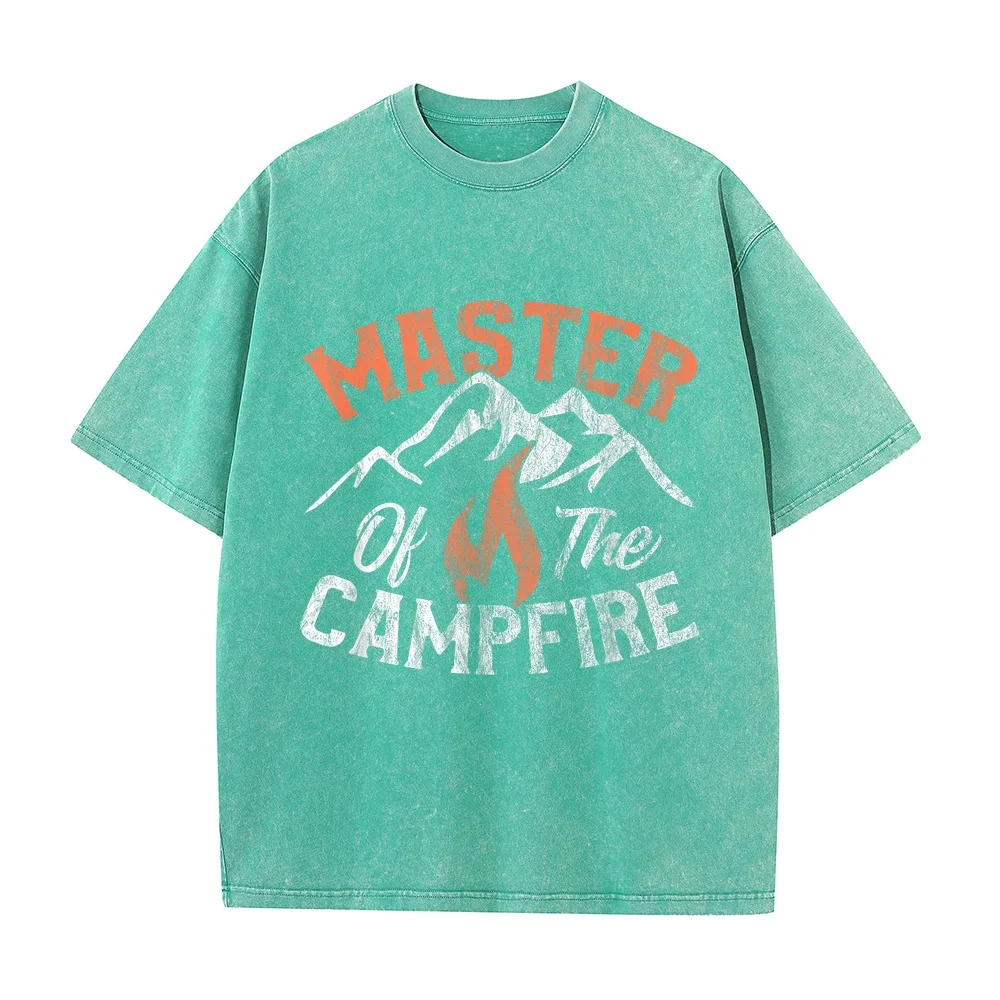Funny Outdoor Camping Gifts Men Women Master of Campfire T-Shirt Men's Printed High Quality Cotton Tee Short Sleeve Graphic