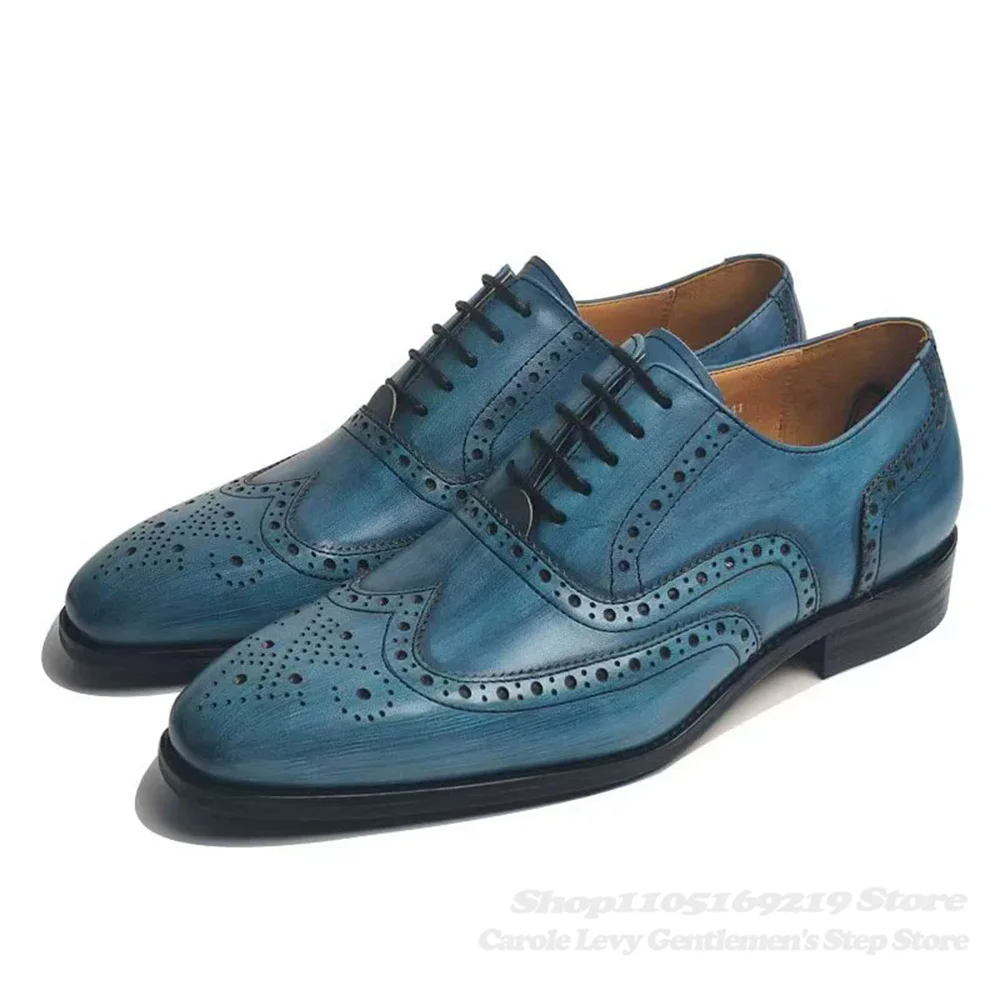 2025 أربعة مواسم الرجال مكتب عارضة أزياء الأعمال أكسفورد أحذية جلد طبيعي الدانتيل يصل تنفس أحذية من الجلد الرسمي