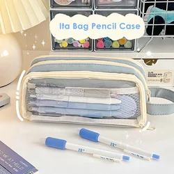 Itabag Pencil Case Double Side Clear Pencil Bag Simple Student Pencil Pouch for School Student Boys and Girls,Official