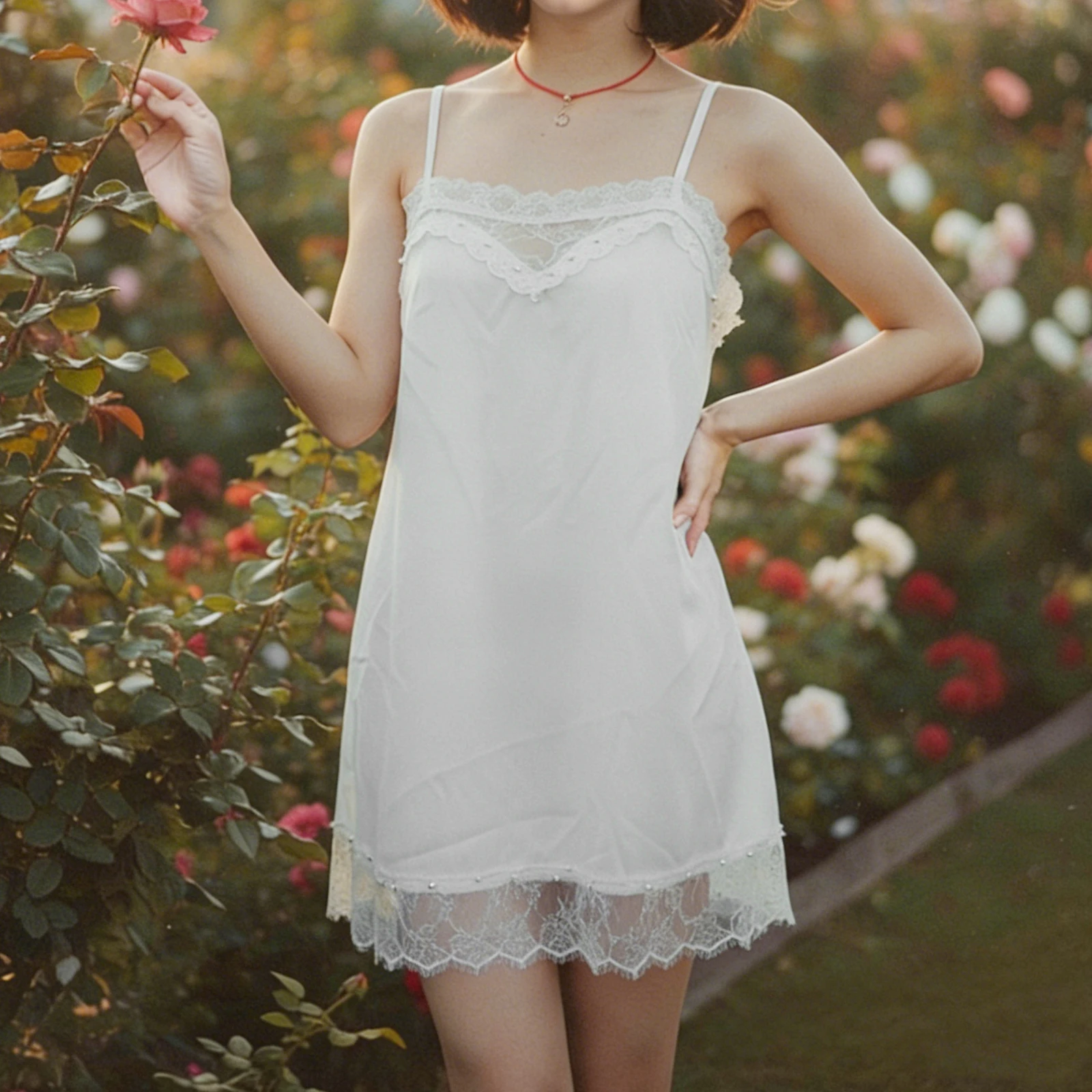 

Женское хлопковое однотонное мини-платье с кружевными вставками, без рукавов, на тонких бретелях, свободного кроя, летнее повседневное платье