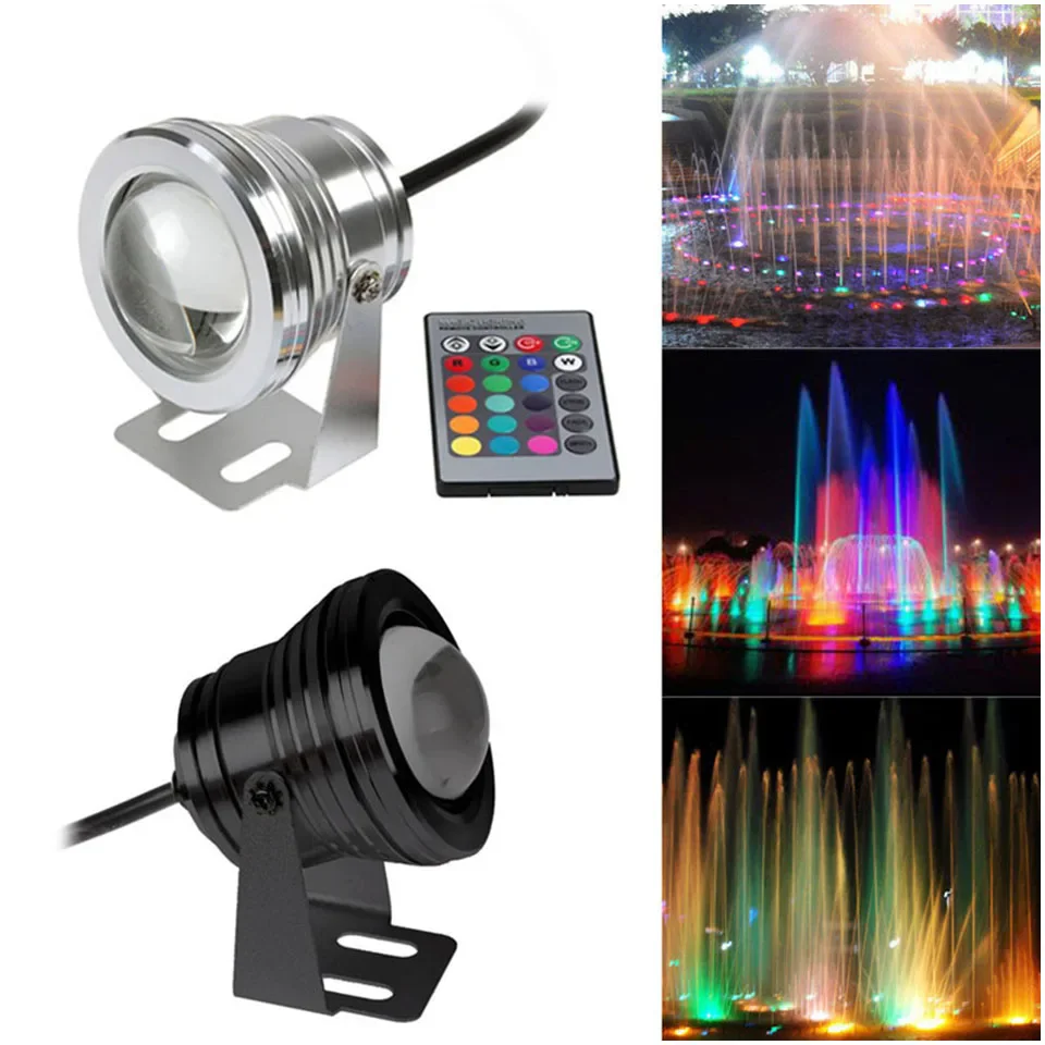 2025 new 16 Colors 10W RGB 12V LED Underwater Fountain Light for Ponds Swimming Pool Aquarium Tank LED Light Lamp Waterproof