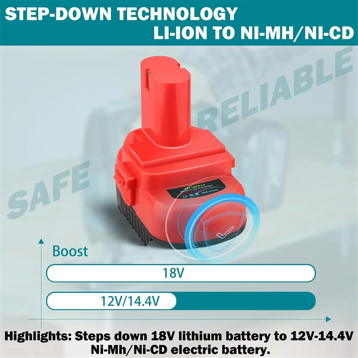 Babq mt18pa14 adaptador de bateria para makita 18v li-ion bateria converter para 12v/14.4v ni-mh 1200 1220 1201 bateria ferramentas sem fio