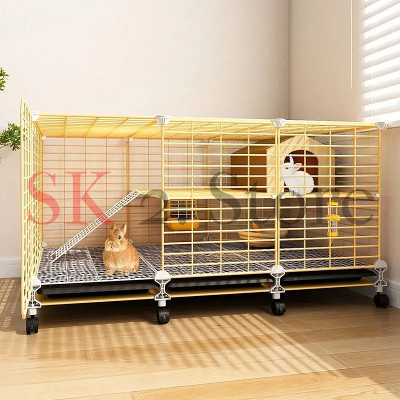 Rabbit cage household king size two-story platform full set of rabbit toilet small villa indoor raising special large space