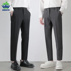 2024 New Men‘s Suit Pants Stretch Slim Business Office Non-iron Elastic Waist Classic Korean Grey Casual Trouser Plus Size 40 42