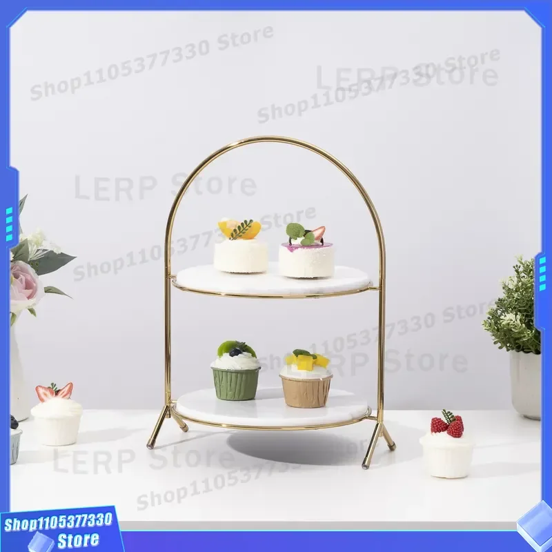 Nordic Marble Cake Stand Multi Layer Dessert Display Tray Luxury Snack Plate Fruit Holder Home Decor Ornament for Kitchen