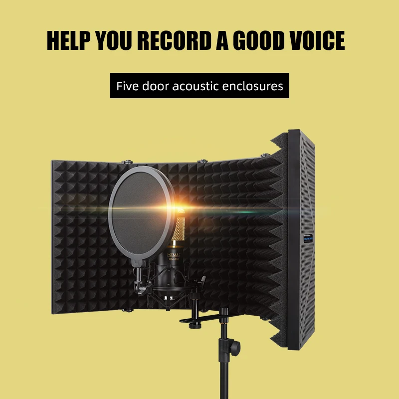 Studio Microphone Recording Reflexion Filter Microphone Sound Isolation Shield Black EVA Color Weight Material Origin Foam view 2
