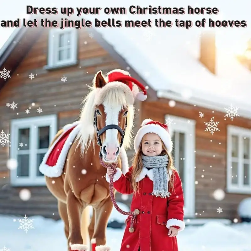 R6FE احتفالي عيد الميلاد قبعة الحصان تنفس البوليستر تصميم عطلة الفروسية قبعة