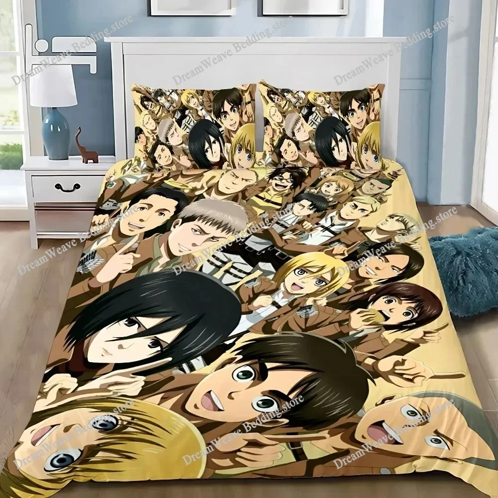 3D Print Anime Attack on Titan Bedding Set Soft Comforter Cover Shams For Kids Adults Microfiber Quilt CoverFQH