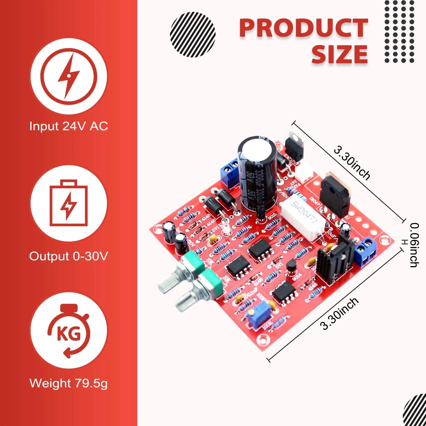 B24B 0-30V 2Ma-3A Adjustable DC Regulated Power Supply DIY Kit Short With Protection