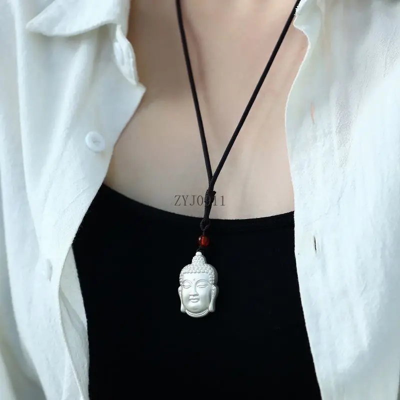 999 pés de prata retro estilo étnico pingente de segurança feminino estilo nacional nicho temperamento colar clavícula corrente