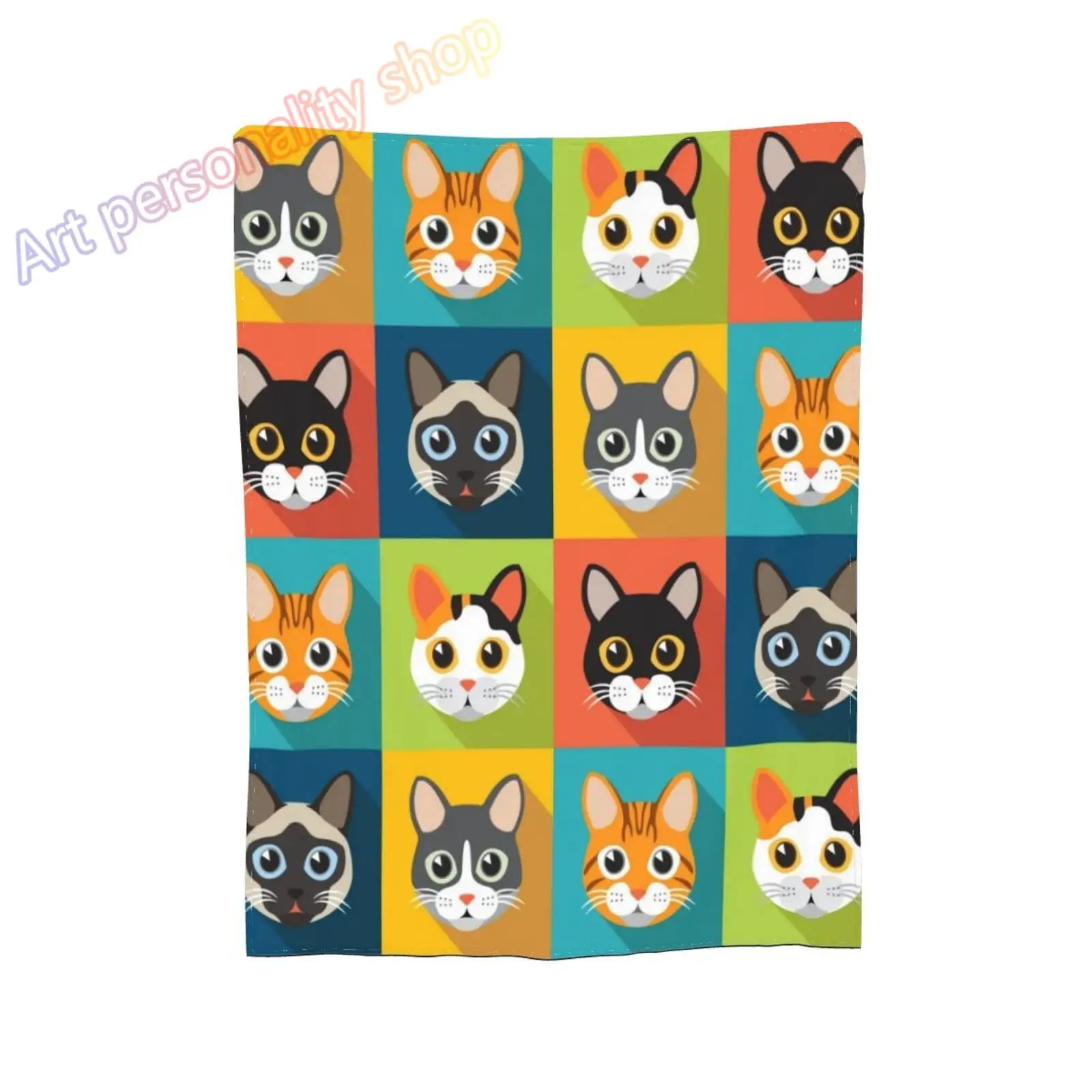 Cat Blanket Teacup Cats Pattern Sherpa Throw Blanket Anime Cats Plush Fuzzy Couch Blankets for Boys Girls Women Cat Lover Gifts