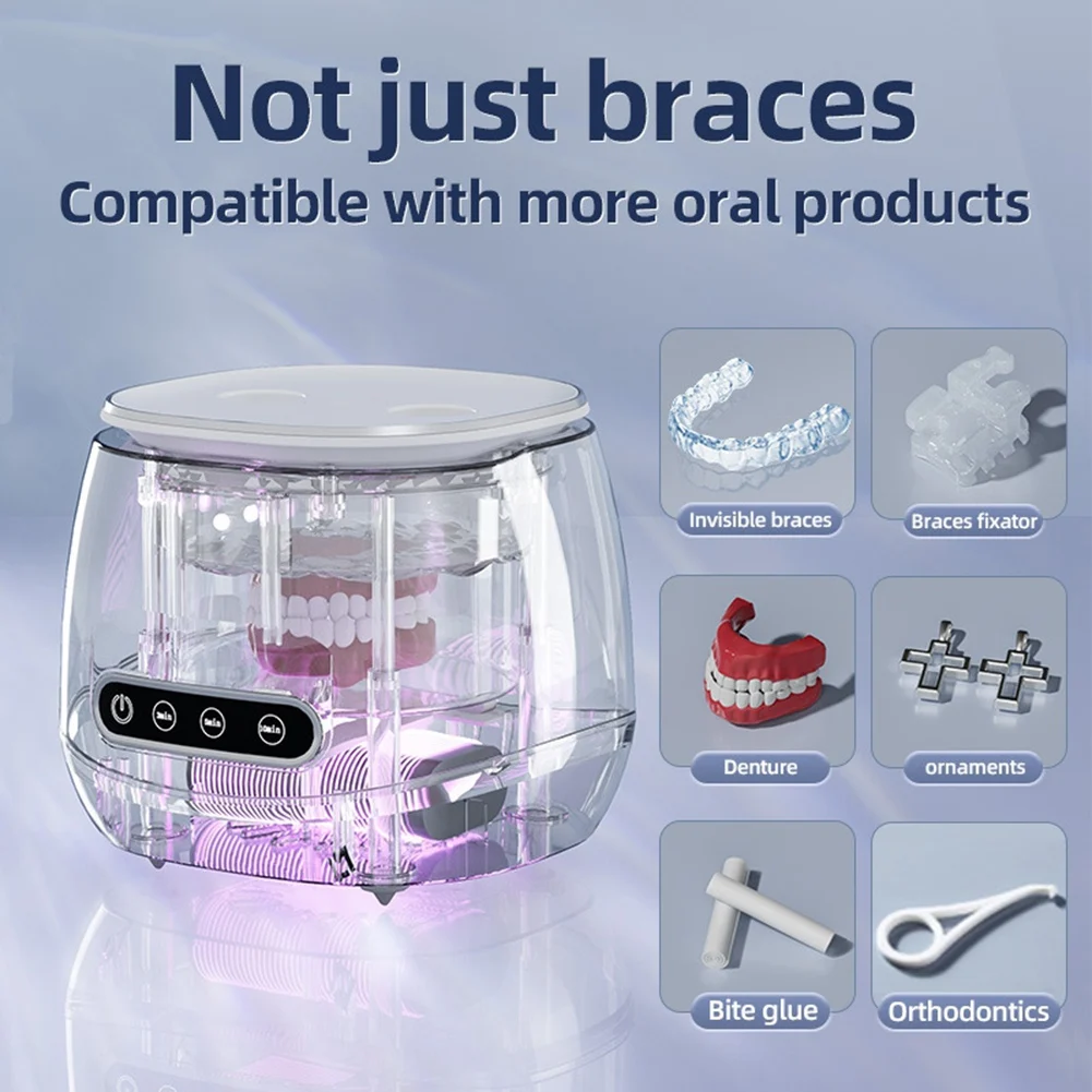 

200Ml Retainer Cleaner 45Khz Cleaning Machine For Dentures, Aligners,Braces Ultrasonic Cleaning Machine
