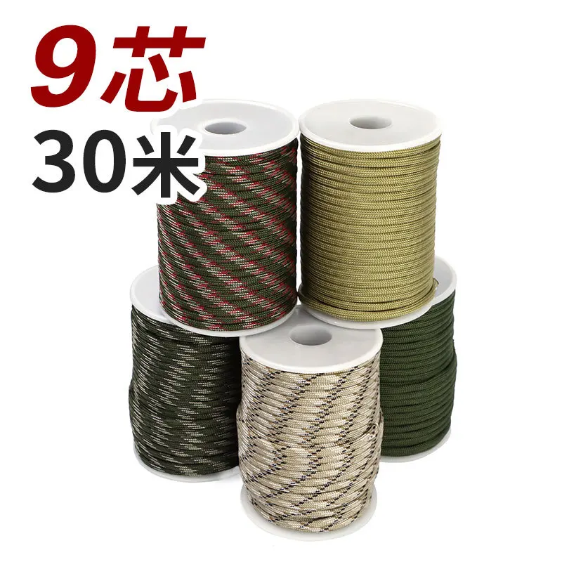 30M 550 militare Standard 9-Core Paracord corda 4mm Outdoor paracadute cavo sopravvivenza ombrello tenda cordino cinturino stendibiancheria