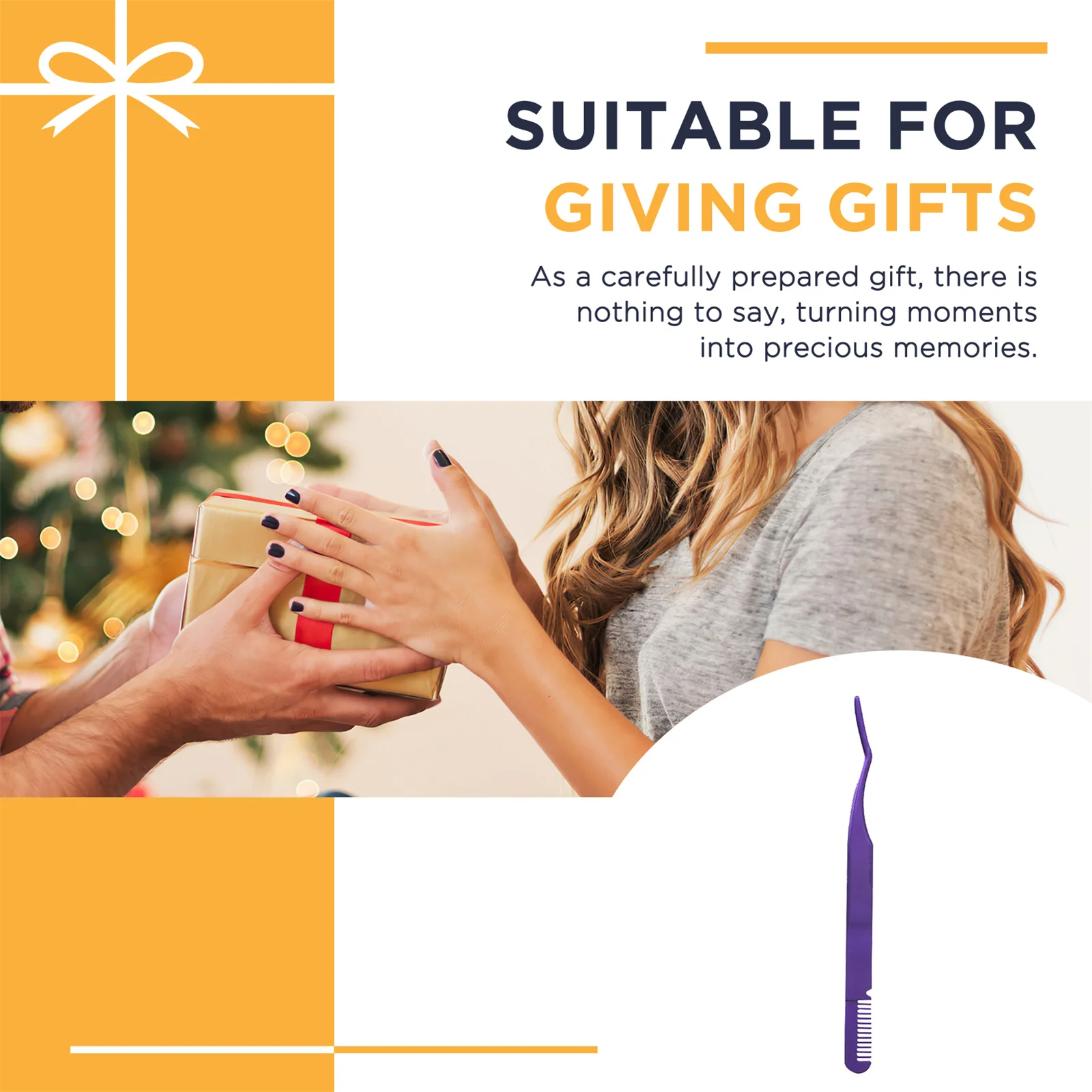 ملاقط تمديد الرموش مع مشبك مشط للحواجب، مادة من الفولاذ المقاوم للصدأ لصالونات التجميل الاحترافية والاستخدام للتدريب