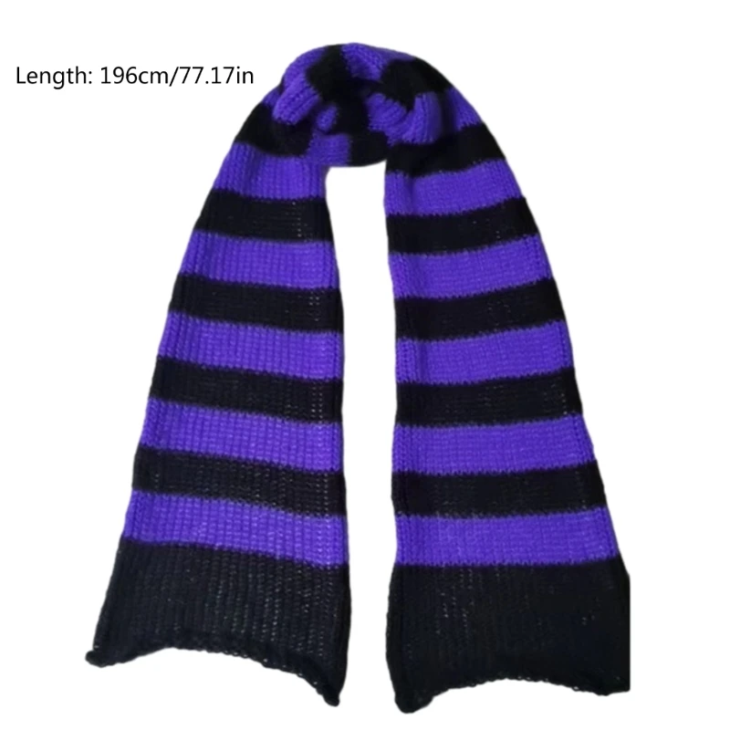 Harajuku Style Stripe Neck Scarf for Women Men Soft Neck Warmer Gothic Knit Warm Scarf Winter Autumn Fashion Neckwear