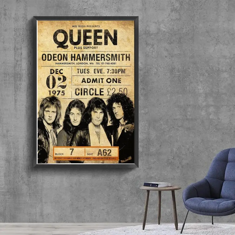 Queen Band Music Whitepaper Poster Retro Kraft Paper Sticker DIY Room Bar Cafe Vintage Decorative Painting